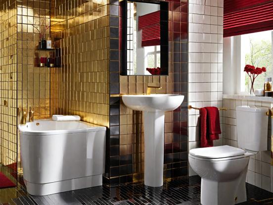 Gold tiled luxury bathroom