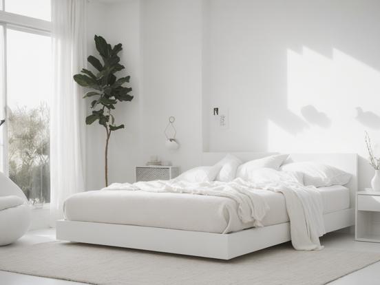 White bed in sunny room