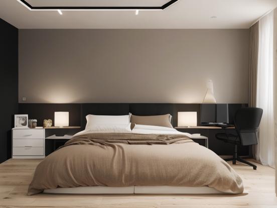 Minimalist dark serene bedroom