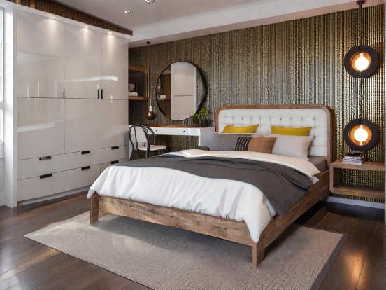 Serene white brown bedroom