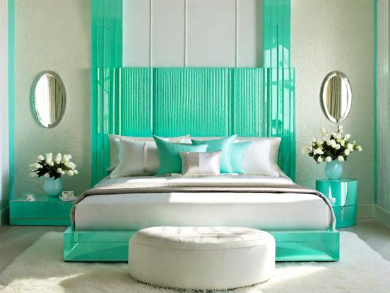 Serene teal white bedroom