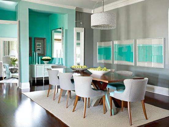 Teal dining room decor