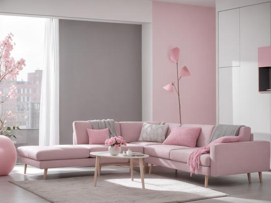 Bright pink grey living room