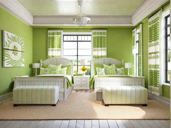 Green farmhouse twin room