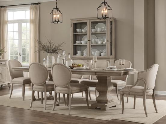 Elegant beige dining set decor