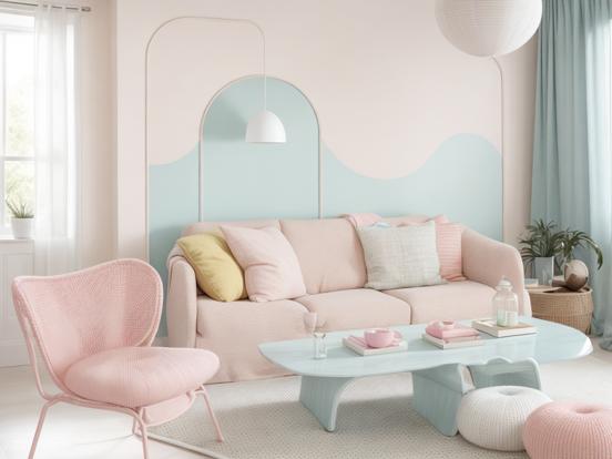 Bright pastel living room