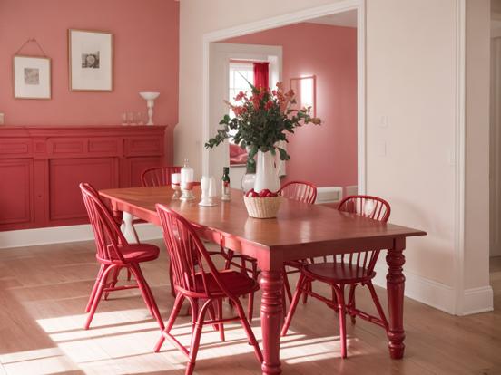 Warm pink dining room decor