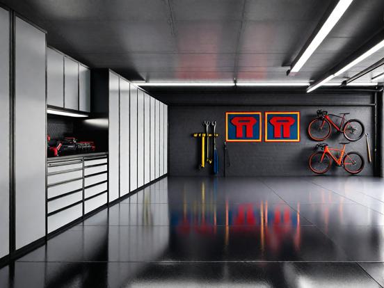 Garage with bike and car