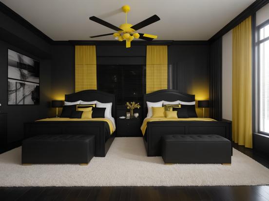 Cozy dual bed room fan black yellow