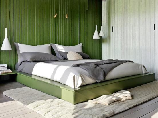 Green Scandinavian bedroom