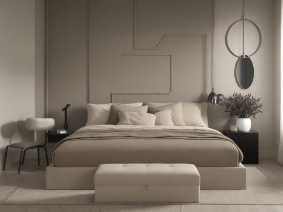 Serene minimalist beige bedroom