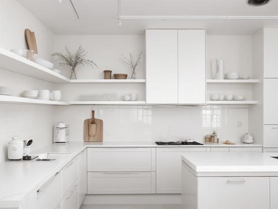 White minimalist kitchen closeup