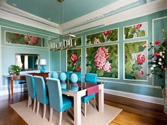 Blue dining room decor