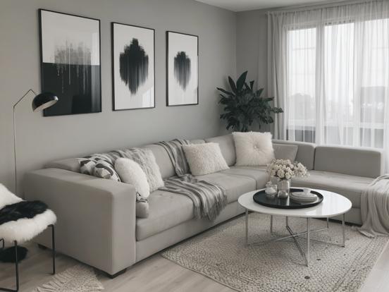 Minimalist grey living room