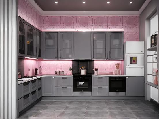 Luxury pink grey kitchen