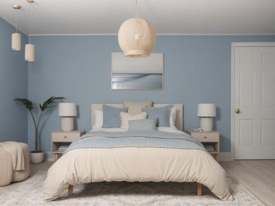 Blue serene bedroom decor