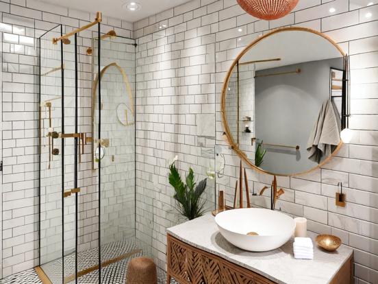 Premium gold brass bathroom decor