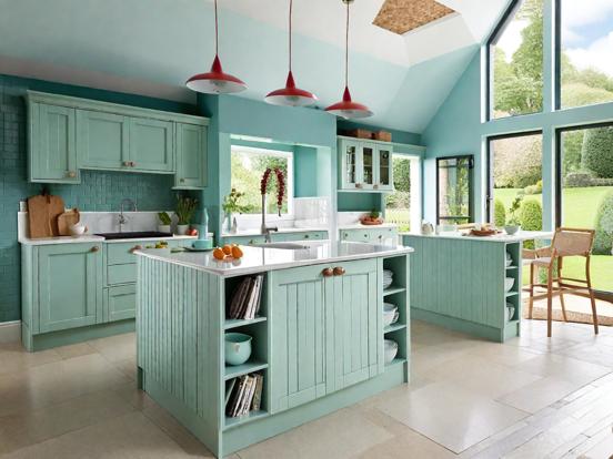 Teal island luxury kitchen