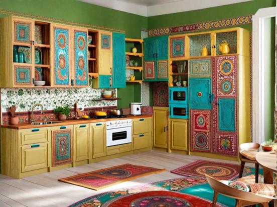 Colorful maximalist kitchen