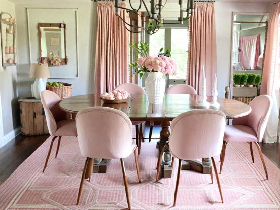 Pink maximalist dining room