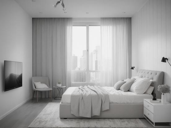 Minimalist black white bedroom