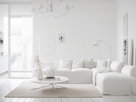 White living room with couch