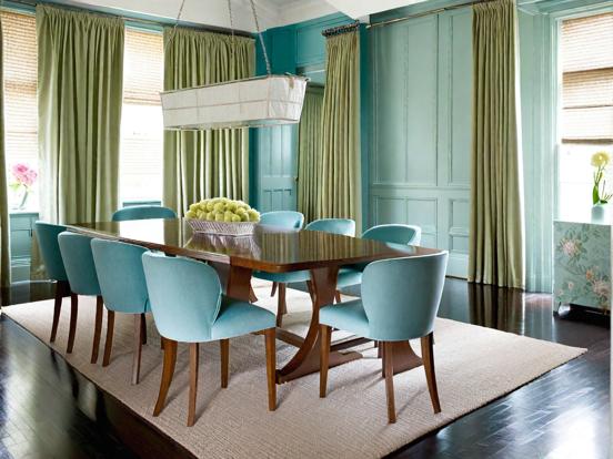 Teal dining room closeup