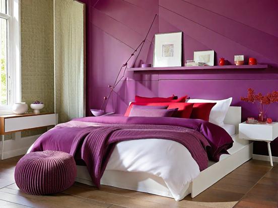 purple and red bedroom