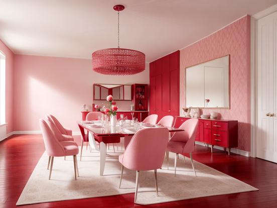 1950s pink dining room decor