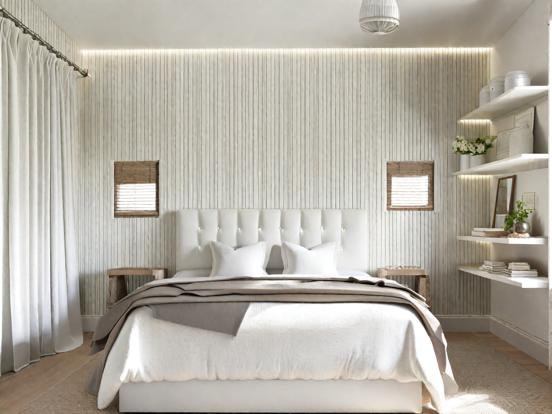 Serene cream bedroom with bed