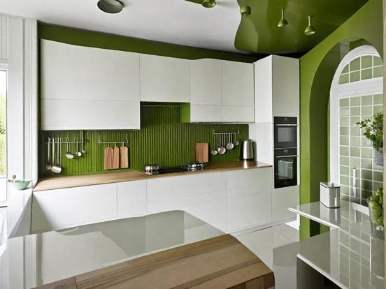 Green white kitchen luxury design