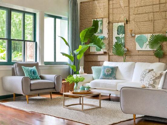 Blue green living room decor