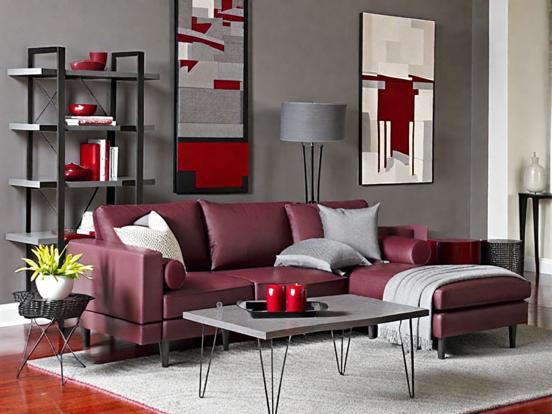 Modern red couch living room