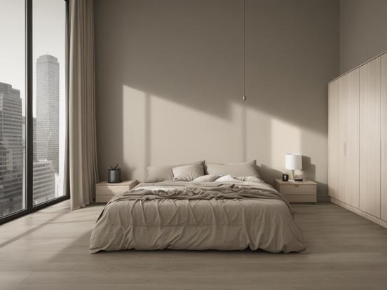 beige grey black bedroom