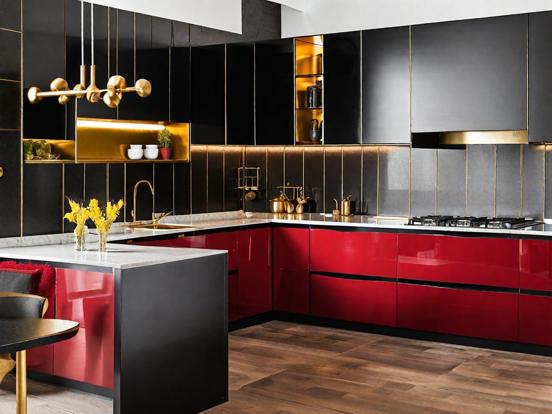 Luxury red black kitchen