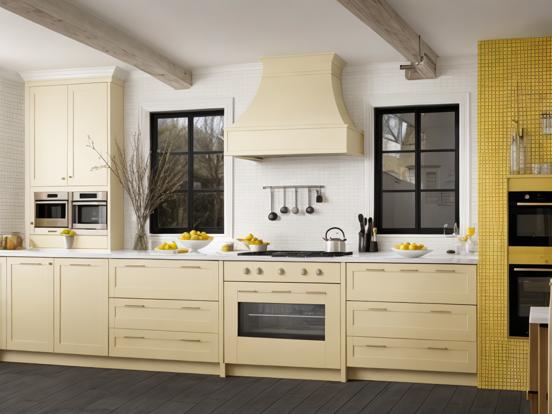 Yellow white luxury kitchen