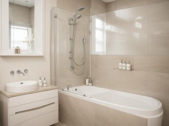 grey and beige bathroom