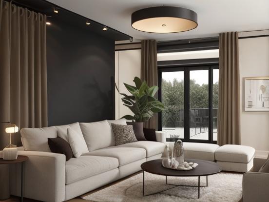 Modern dark beige living room