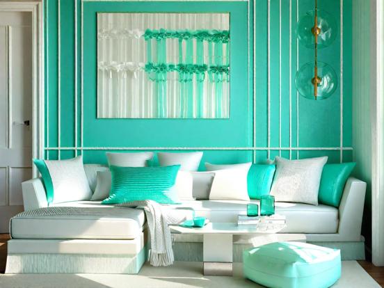 Teal living room closeup