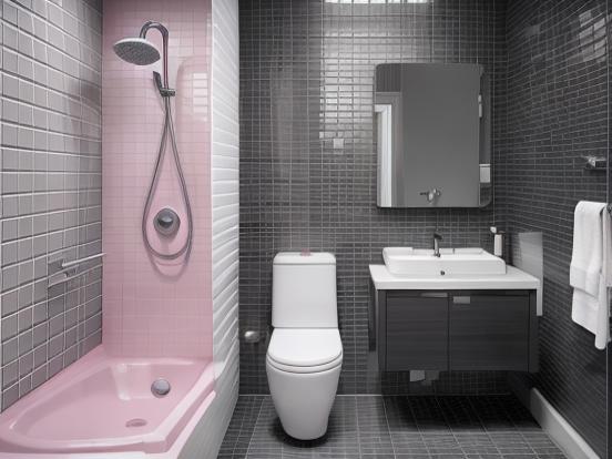 Pink modern bathroom interior