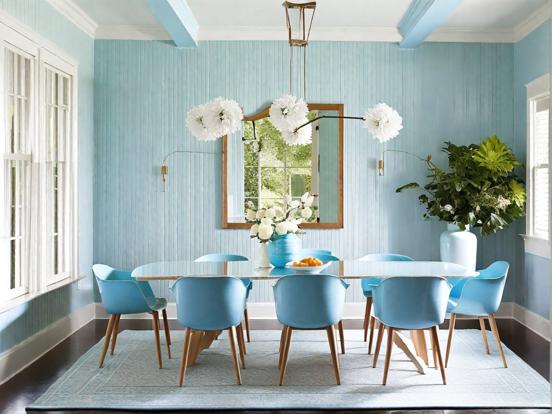 Turquoise table setup with vase