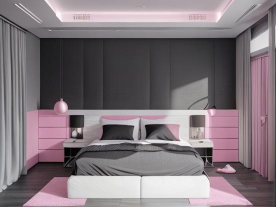 Cozy retro pink lit bedroom