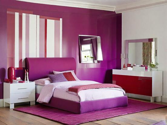 Purple white bedroom decor