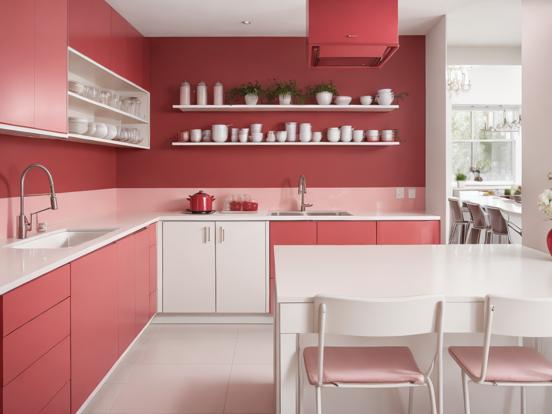 pink and red kitchen