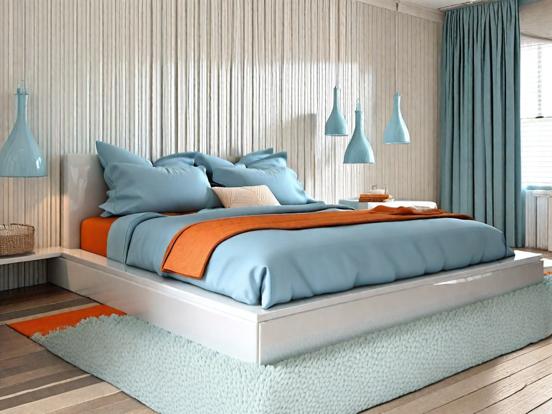 Teal orange bedroom decor