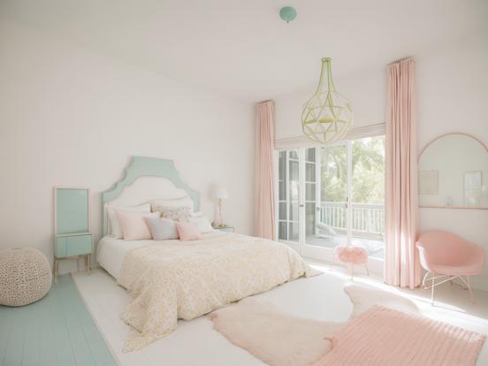 Girly pink teal pastel room