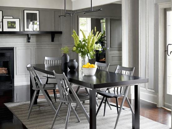 Dining room with fireplace