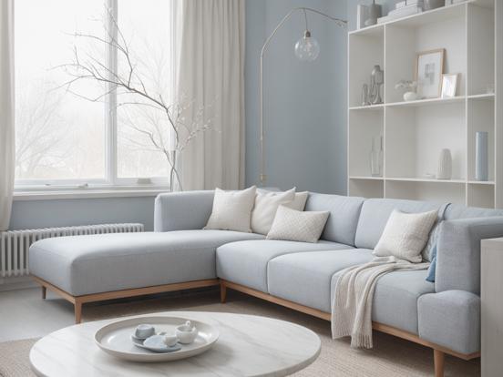 Blue sectional sofa living room