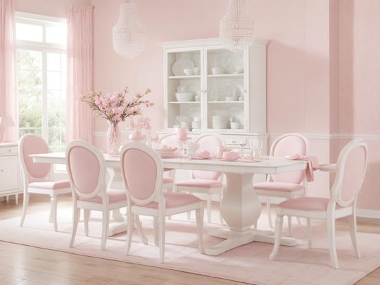 Bright pink dining room setup