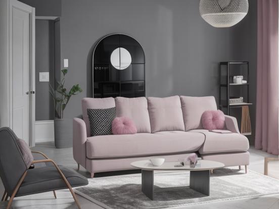 Pink couch in modern living room